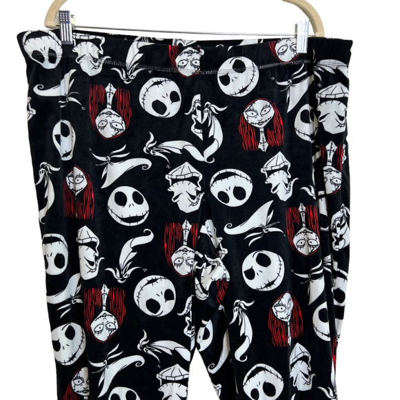 Disney Sleepwear Jack Skellington Pajama Pants Womens 2X Black White Red Fleece - Picture 2 of 5